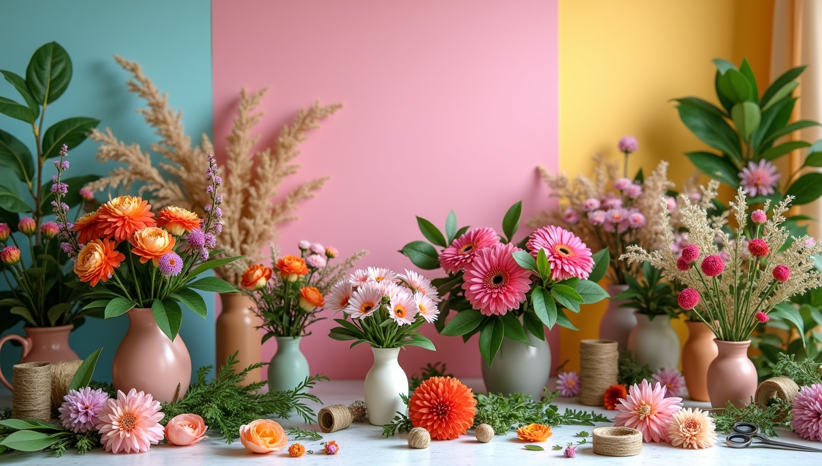 Florist arranging flowers